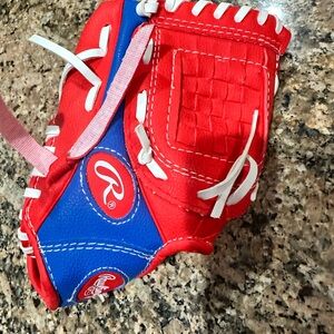 Rawlings Red and Blue Youth Baseball Glove